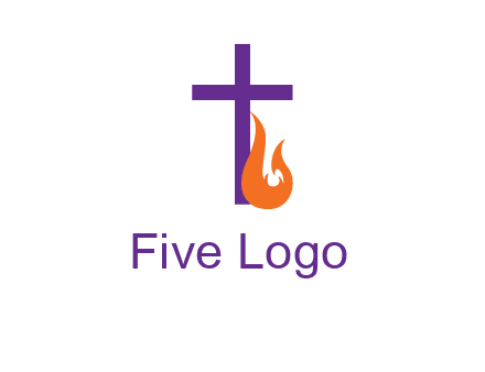 cross with abstract fire icon