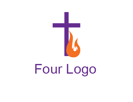 cross with abstract fire icon