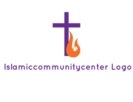 cross with abstract fire icon