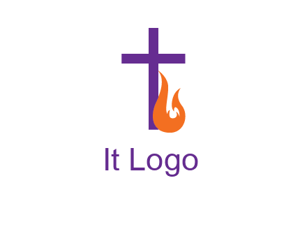 cross with abstract fire icon