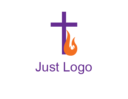 cross with abstract fire icon