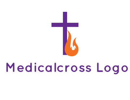 cross with abstract fire icon