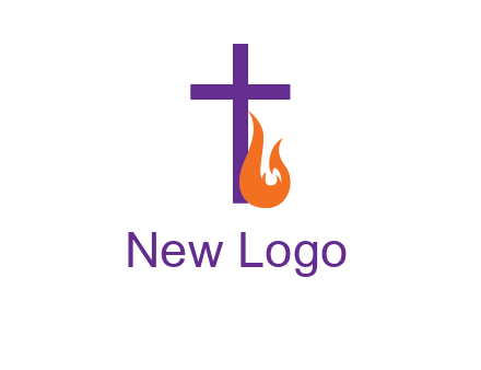 cross with abstract fire icon