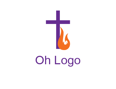 cross with abstract fire icon