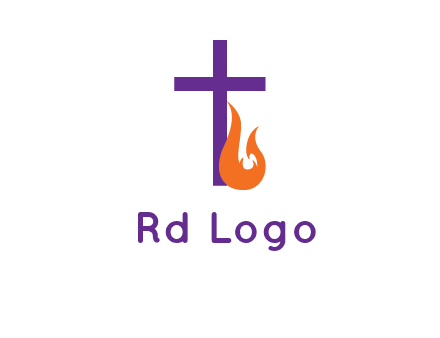 cross with abstract fire icon