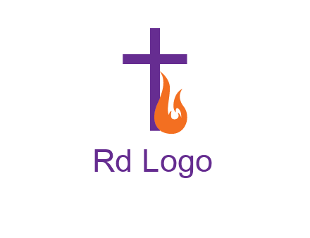 cross with abstract fire icon