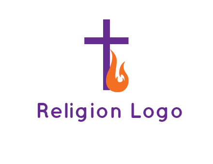 cross with abstract fire icon