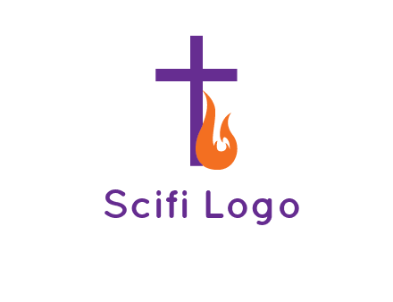 cross with abstract fire icon