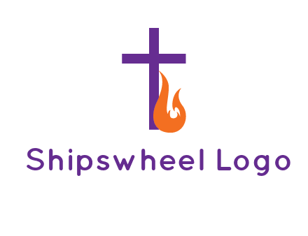 cross with abstract fire icon