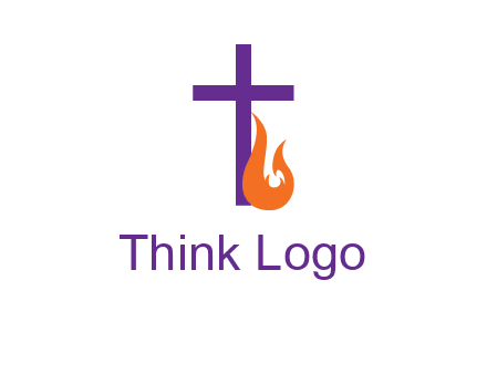 cross with abstract fire icon