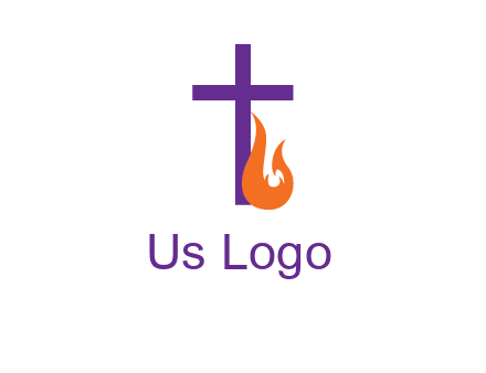 cross with abstract fire icon