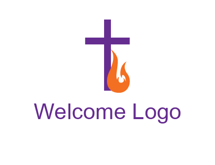 cross with abstract fire icon