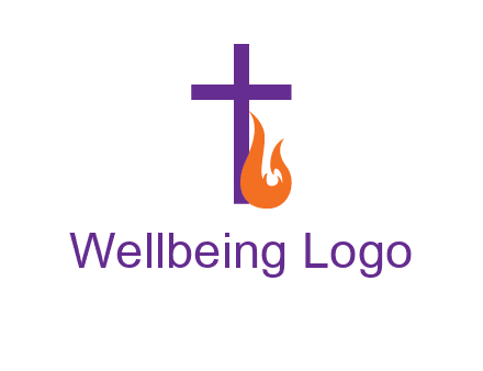 cross with abstract fire icon