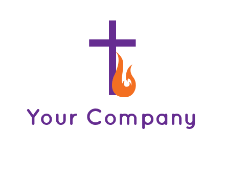 cross with abstract fire icon