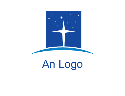 cross inside the square with shinning stars logo