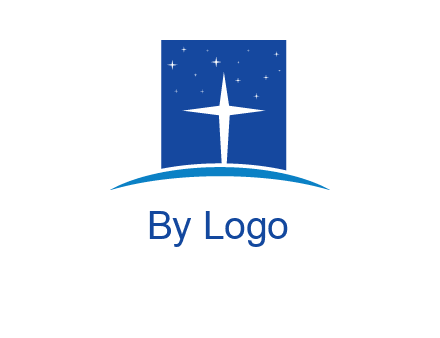 cross inside the square with shinning stars logo