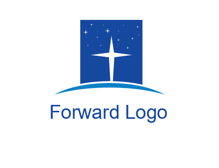 cross inside the square with shinning stars logo