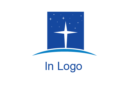 cross inside the square with shinning stars logo