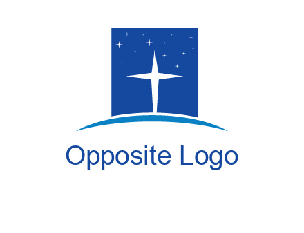 cross inside the square with shinning stars logo