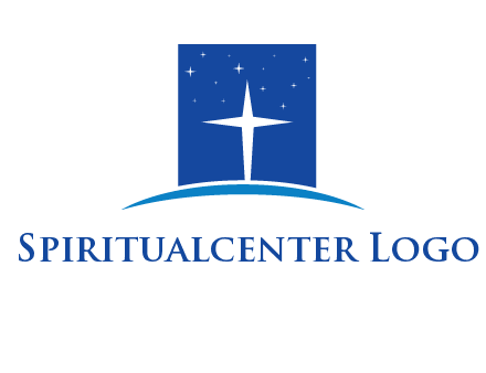 cross inside the square with shinning stars logo