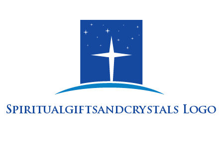 cross inside the square with shinning stars logo