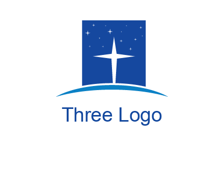cross inside the square with shinning stars logo