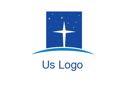 cross inside the square with shinning stars logo