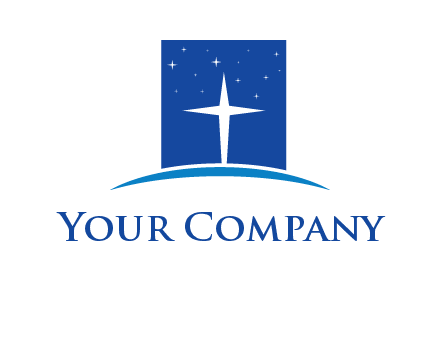 cross inside the square with shinning stars logo