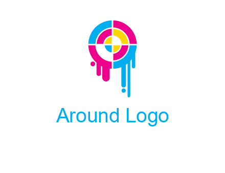 target inside the abstract circle with melting paint logo