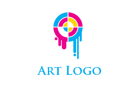 target inside the abstract circle with melting paint logo