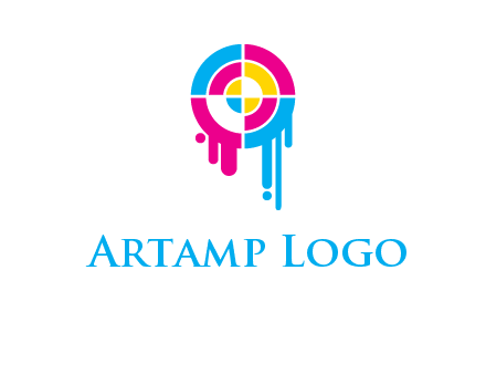 target inside the abstract circle with melting paint logo
