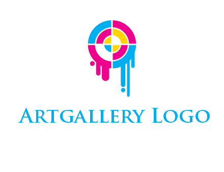 target inside the abstract circle with melting paint logo