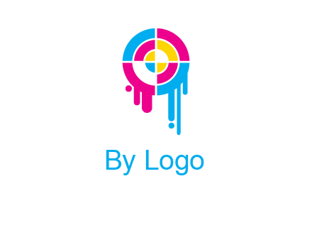 target inside the abstract circle with melting paint logo