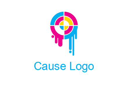 target inside the abstract circle with melting paint logo