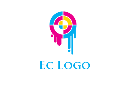 target inside the abstract circle with melting paint logo
