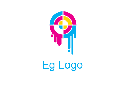 target inside the abstract circle with melting paint logo