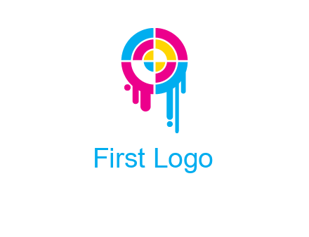 target inside the abstract circle with melting paint logo
