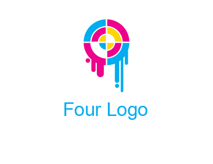 target inside the abstract circle with melting paint logo