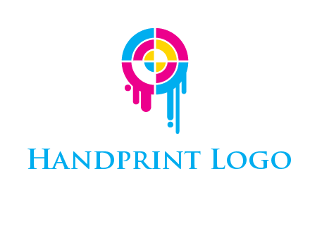 target inside the abstract circle with melting paint logo