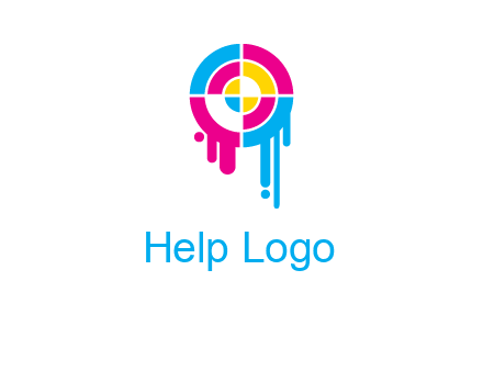 target inside the abstract circle with melting paint logo