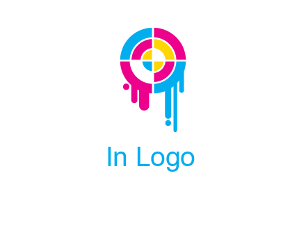 target inside the abstract circle with melting paint logo
