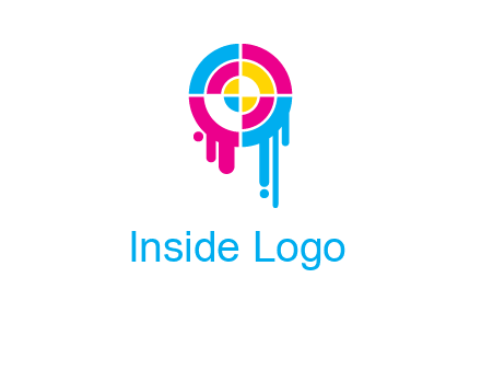 target inside the abstract circle with melting paint logo