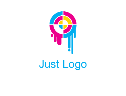 target inside the abstract circle with melting paint logo