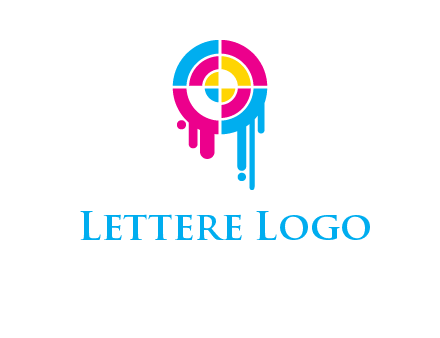 target inside the abstract circle with melting paint logo