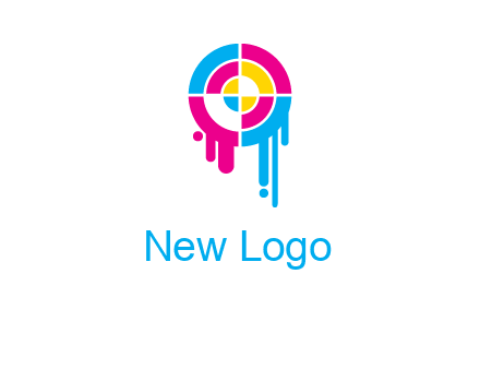 target inside the abstract circle with melting paint logo
