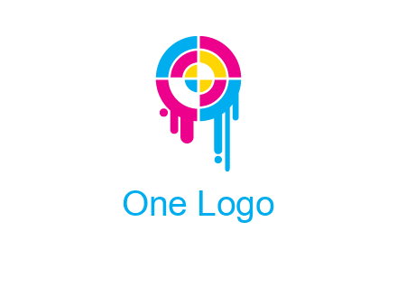 target inside the abstract circle with melting paint logo