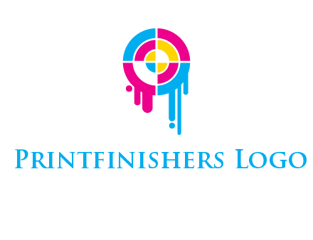 target inside the abstract circle with melting paint logo