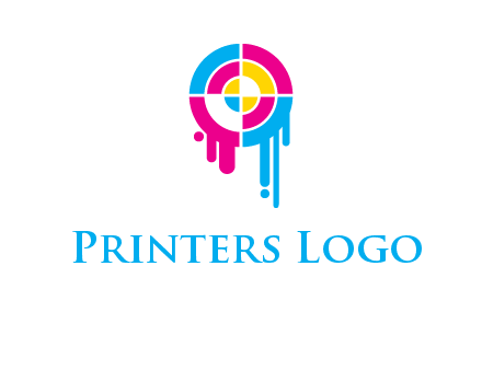 target inside the abstract circle with melting paint logo