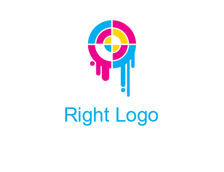 target inside the abstract circle with melting paint logo