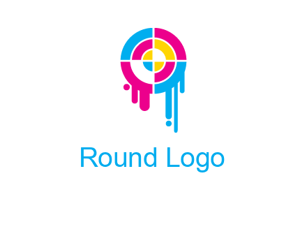 target inside the abstract circle with melting paint logo